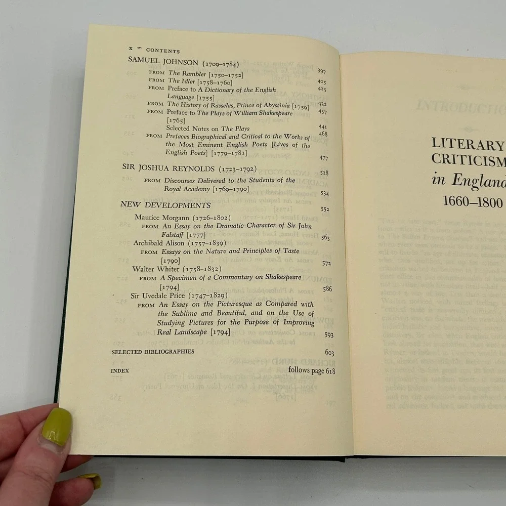 Literary Criticism in England 1660-1800 Chapman 1966 1st Printing Hardcover Book